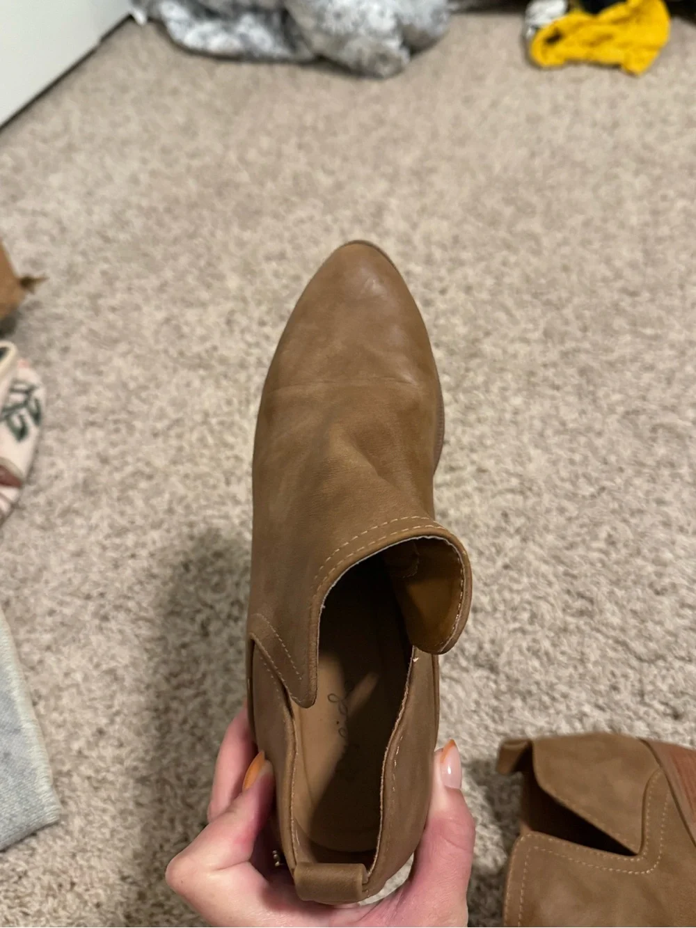 Qupid Brown Slip-On Ankle Booties